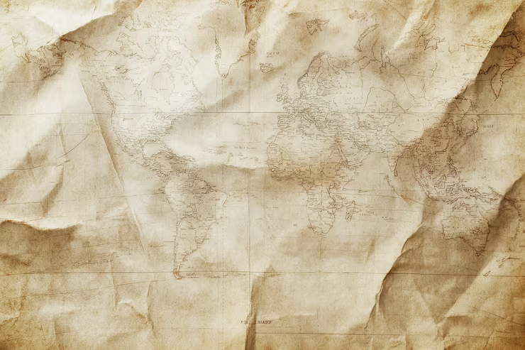 Vintage world map parchment background texture